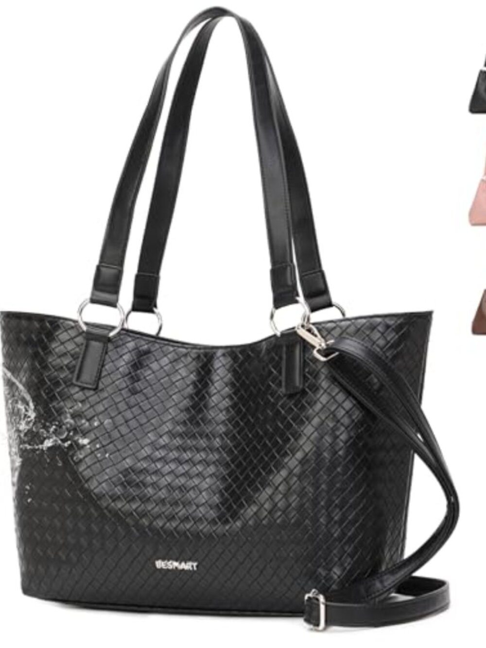 Waterproof Woven PU Leather Tote Bag Crossbody Shoulder Bag for Women Large